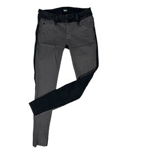 Hudson Women's Black Back Gray Front Split Color Block Sz 25 Skinny Pants Jeans